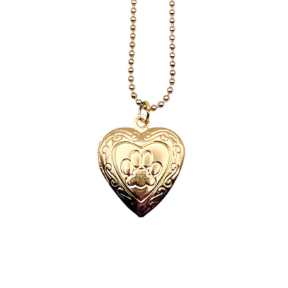 Collar Relicario - Corazón Huellita Dorado