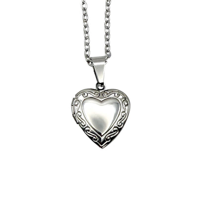 Collar Relicario - Corazón Mágico Plateado