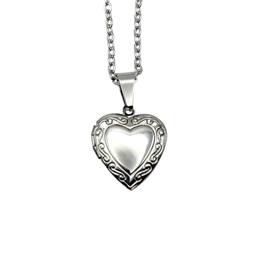 Collar Relicario - Corazón Mágico Plateado