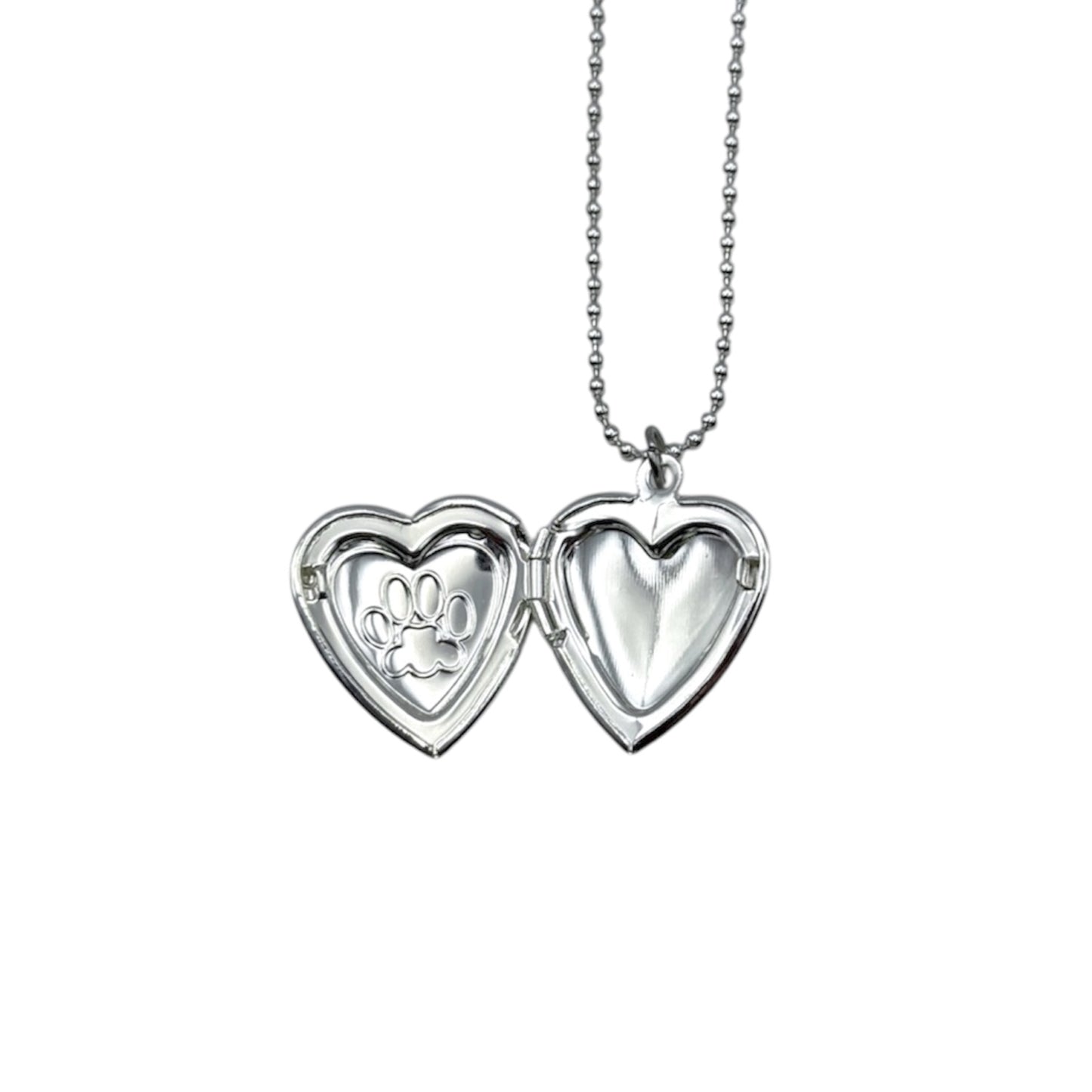 Collar Relicario - Corazón Huellita Plateado