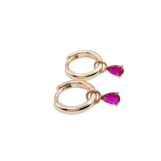 Aretes Bugambilia - plata con baño de oro