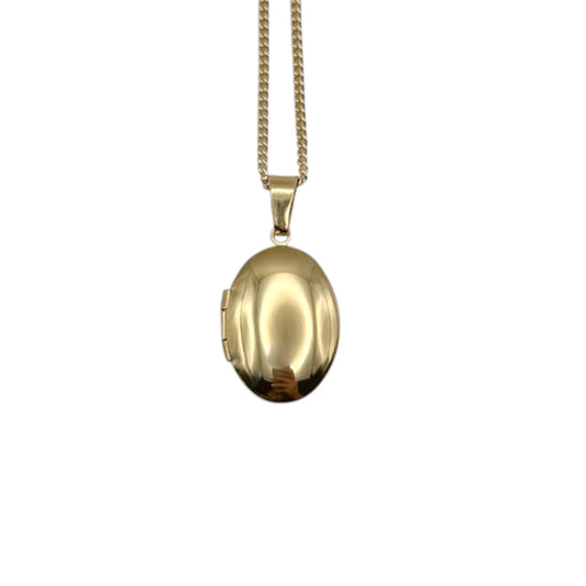Collar Relicario - Oval Liso Dorado
